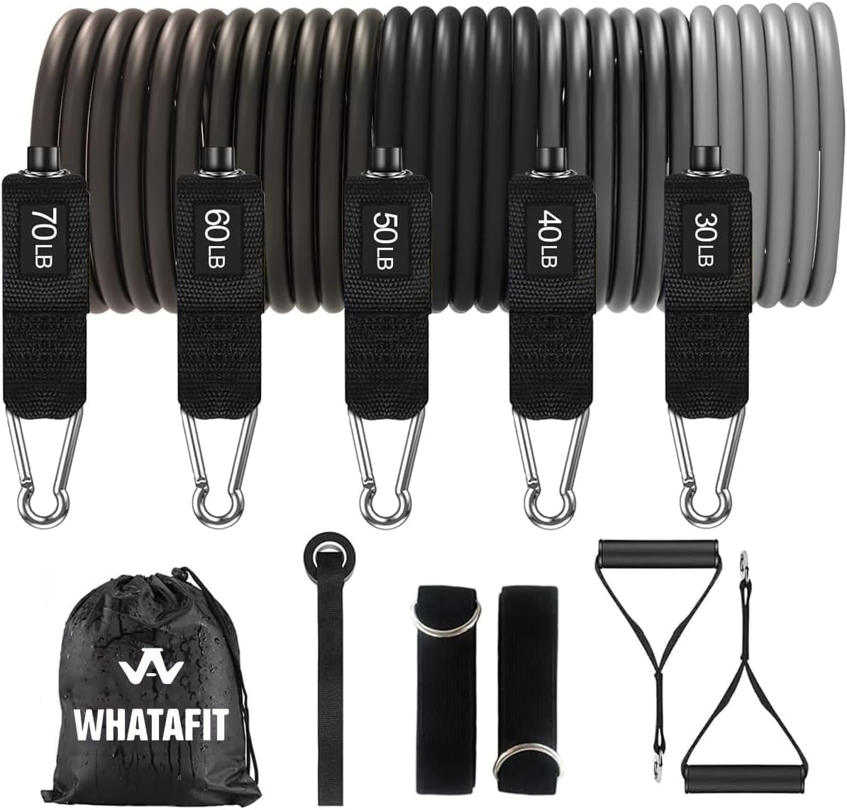 WHATAFIT Resistance Bands with Handles, 150 lb Exercise Bands Set
