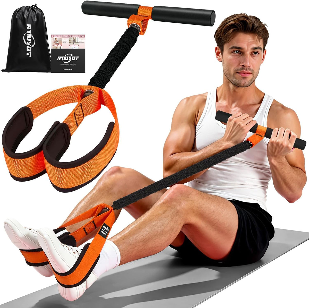 Pedal Resistance Band with Handle for Women, Home Gym Exercise Equipment